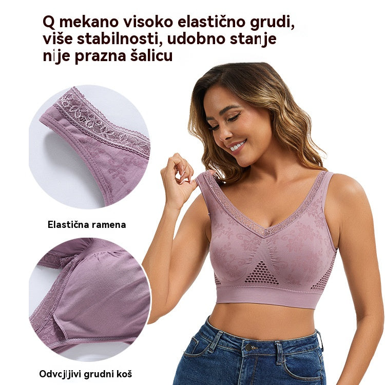 🔥👙【40-120 kg】【Pakiranje od 3】✨ Čipkasti grudnjak bez žica s visokom potporom za žene