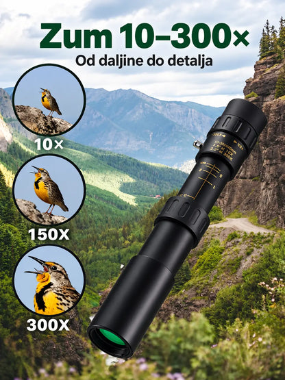 🔥【Rasprodaja zaliha – Ponuda ograničenog trajanja】🔥 Snažan HD monokular velikog dometa s povećanjem 10–300x – Profesionalna kvaliteta i noćni vid za uvjete slabog osvjetljenja (idealno za lov)