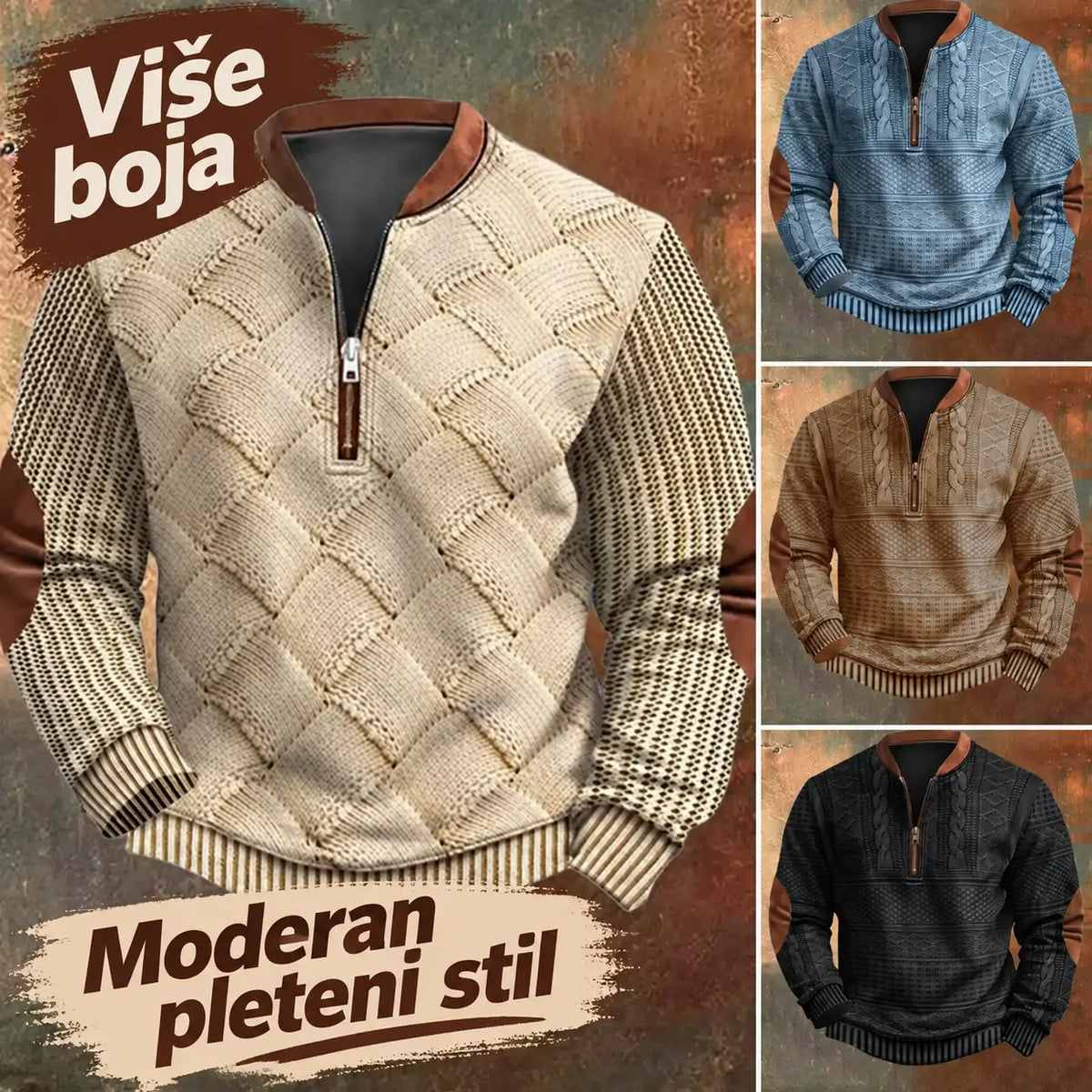 【S-5XL】 Muška poluprozirna majica s kapuljačom i patentnim zatvaračem te novim uzorkom za jesen/zimu