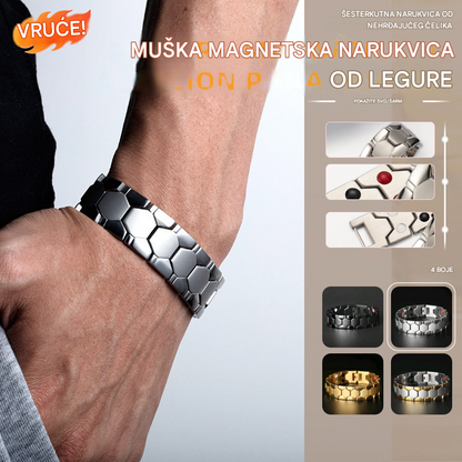 Kupi 1, dobi 1 gratis ✨✨ Muška magnetska narukvica od legure + šesterokutni dizajn - Odvojiva magnetska narukvica - Plaćanje pouzećem