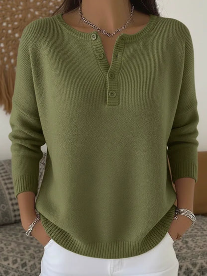 💟Último día: 50% de descuento ✨【S-2XL】Suéter de cuello en V de color sólido para mujer, suelto y casual