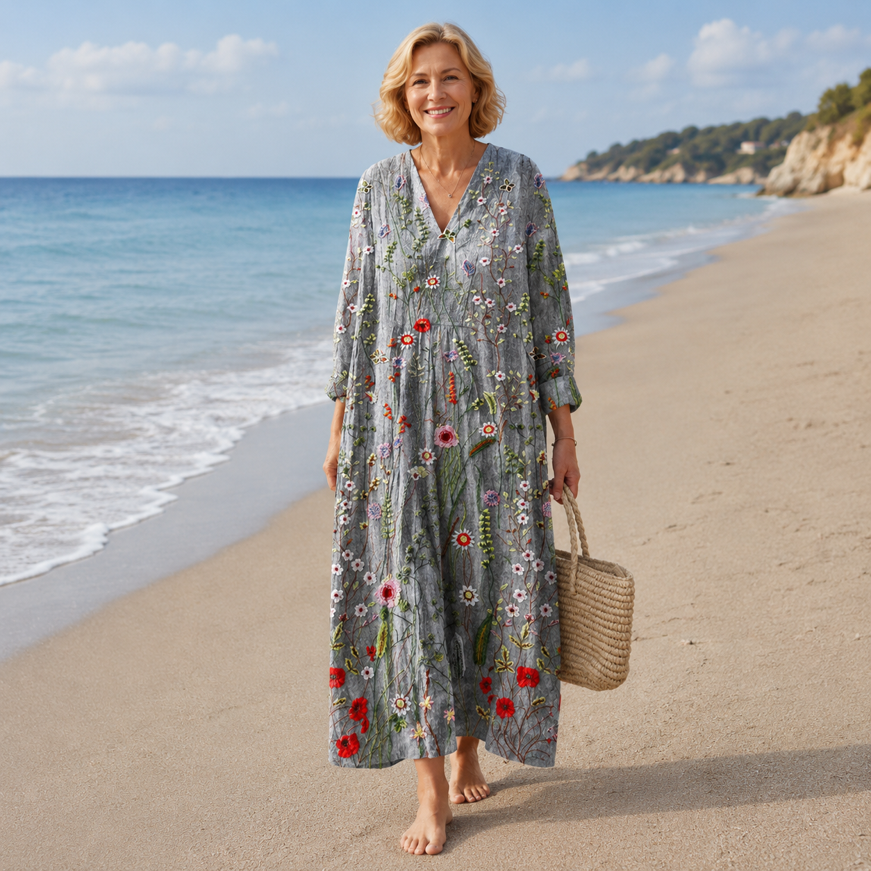 🌸Boho｜boemska haljina koja stanjuje figuru｜prekriva trbuh·naglašava siluetu·lagana i prozračna·idealna za odmor i putovanja【S-5XL】