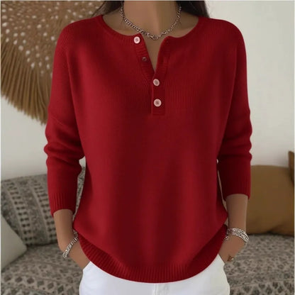 💟Último día: 50% de descuento ✨【S-2XL】Suéter de cuello en V de color sólido para mujer, suelto y casual