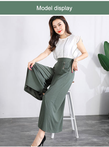 ❤️【M-5XL】Pantalones anchos de seda helada hasta los tobillos para mujer, verano 2025, nuevos - 3913987 
