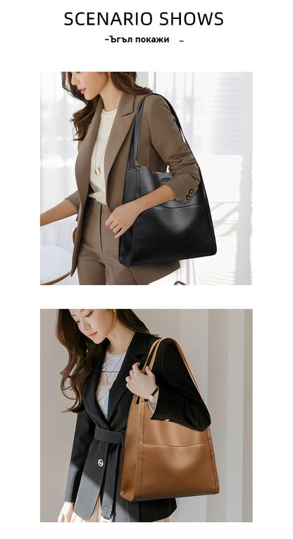 🔥👜👜【45% OFF】Чанта за рамо от мека кожа с голям капацитет, семпла, едноцветна, задължителна дреха за есента и зимата.