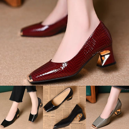 👠【35-42】Nove francuske cipele s debelim potpeticama i teksturom, plitkim otvorom