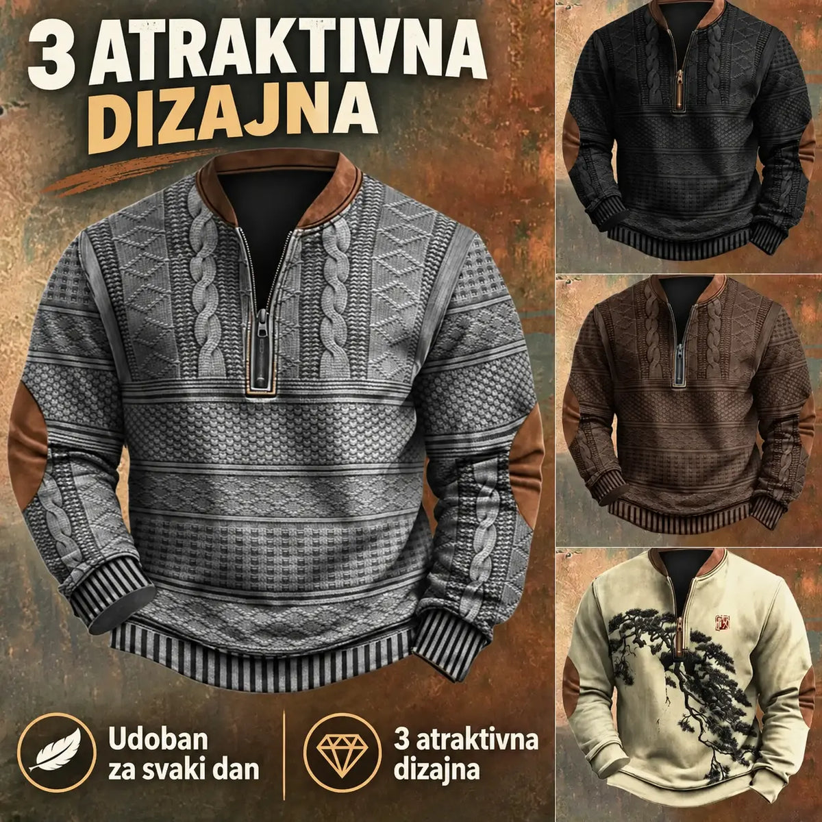 【S-5XL】 Muška poluprozirna majica s kapuljačom i patentnim zatvaračem te novim uzorkom za jesen/zimu