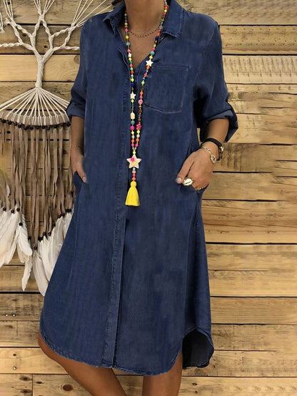 👘50% de descuento🔥【40–120 kg】Nuevo vestido vaquero de mujer de tallas grandes 2026, casual y versátil ✅Pago contra entrega