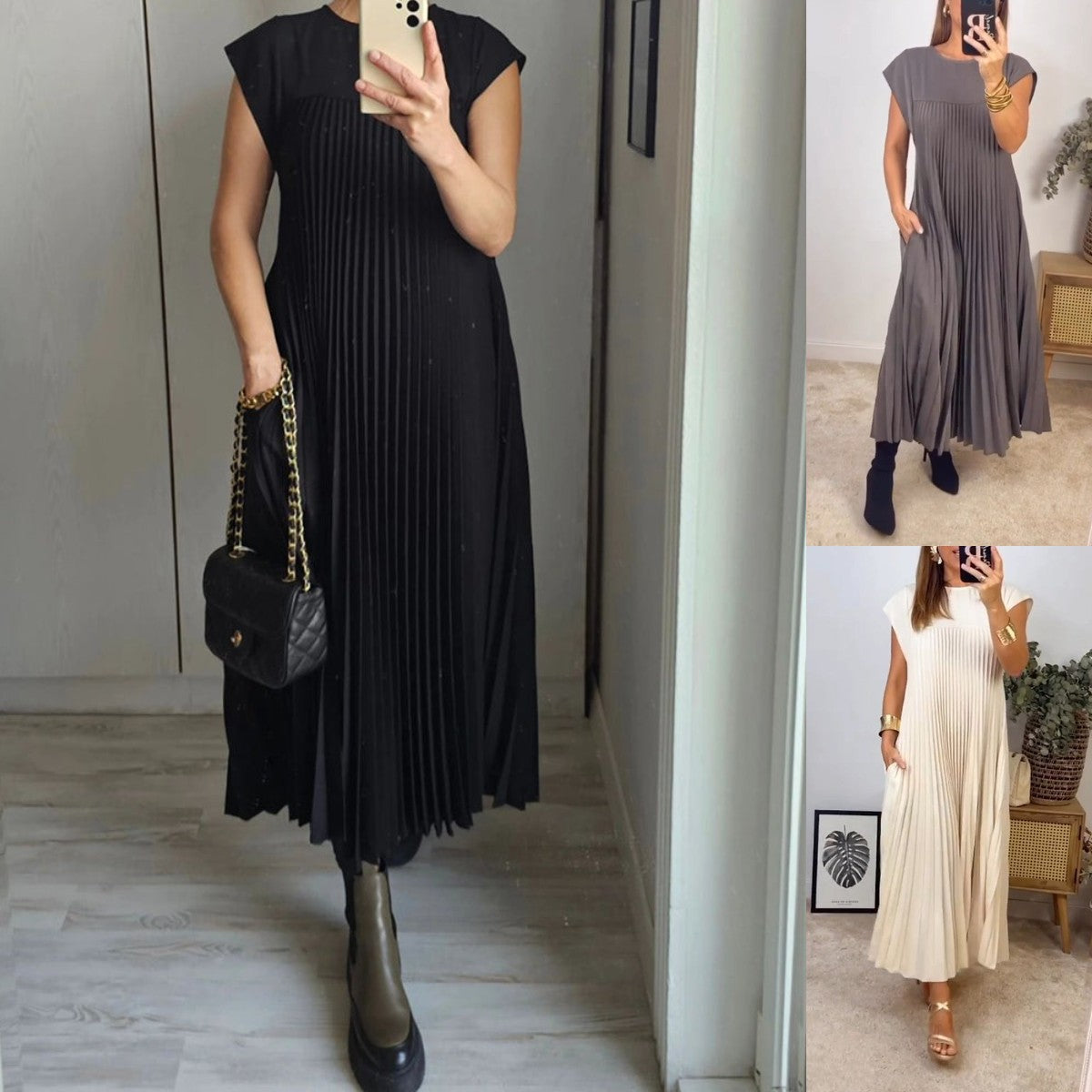 🔥❤️【50% POPUSTA】【S-3XL】Jednobojna plisirana haljina bez rukava