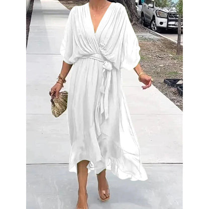 💟【S-5XL】👗Višebojna haljina od šifona s šišmiš rukavima3615002