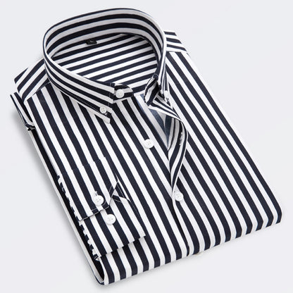 🔥👕【M-5XL】Camisa de negocios de rayas para hombre de manga larga 2026