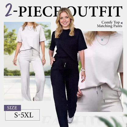 ✨Trendovi stila 2026.✨ Ženski elegantni dvodijelni set od gornjeg dijela i odgovarajućih hlača - ležerna i elegantna za svakodnevnu upotrebu