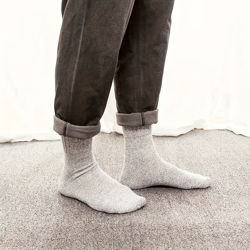 💥💥💥💥【Paquete de 5】Calcetines cálidos y resistentes a los olores para hombre: con forro polar y material engrosado, absorbentes y resistentes a los olores, cómodos y transpirables para tus pies.
