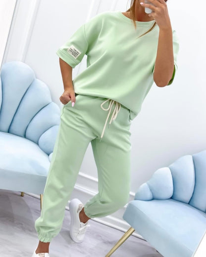 ⏳¡Oferta por tiempo limitado! ⏰【S-5XL】Conjunto casual de top y pantalón liso para mujer