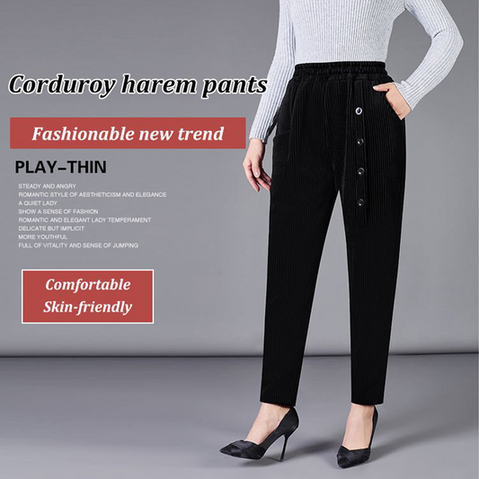 📢🔥💕[XL-5XL] Pantalones de terciopelo de otoño e invierno para mujer 3782244 