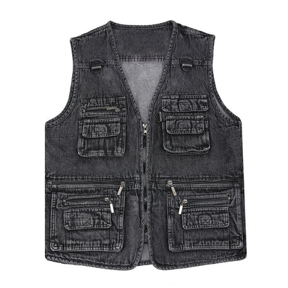 🔥 Νέα συλλογή με 50% έκπτωση, Ανδρικό εξωτερικό τζιν γιλέκο με πολλές τσέπες XL-7XL, ανθεκτικό, αναπνέον και άνετο για αποθήκευση