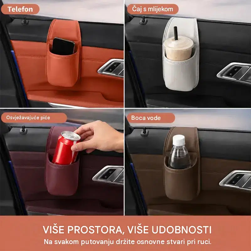 2 artikla za 25 €🚗 Dodatni prostor i red u automobilu! Kožni držač za vrata automobila / držač za čaše i telefon (Jednostavna montaža na prozor / 1+1 GRATIS ponuda)!