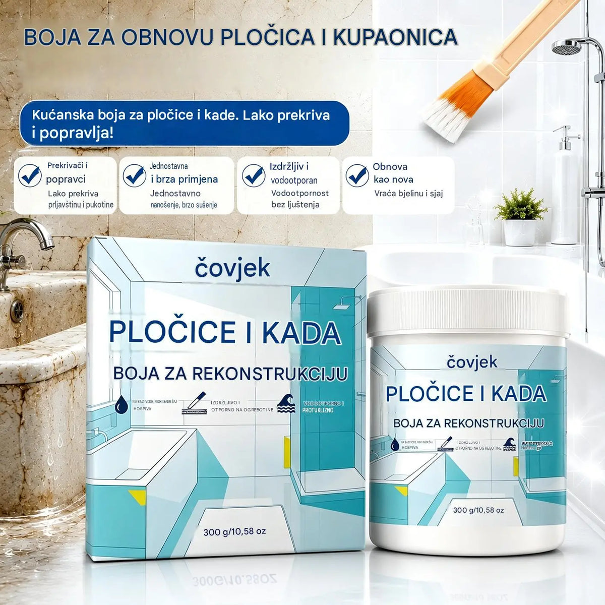🏠 Komplet boja na bazi vode za jednostavnu obnovu pločica i kada