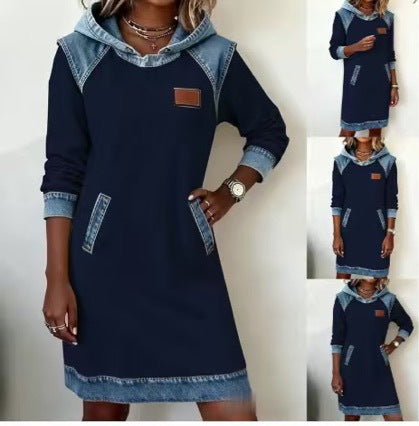 🌷✨👗Jesenné‑zimné novinky 50% zľava🌞❄️ Nové zimné patchwork rifľové šaty s kapucňou ❄️ – voľné, pohodlné a ľahko kombinovateľné