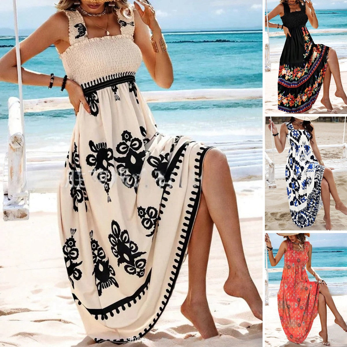 ¡Oferta por tiempo limitado! [Tallas S-3XL] 🌈Nuevo vestido de verano con estampado de tirantes para 2025.🌷 