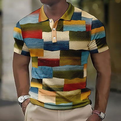 💥👕2026【S-5XL】Nova muška karirana prugasta polo majica od pamuka i lana