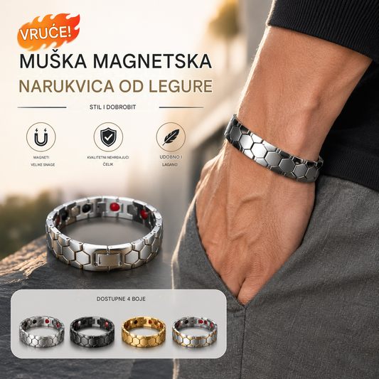 Kupi 1, dobi 1 gratis ✨✨ Muška magnetska narukvica od legure + šesterokutni dizajn - Odvojiva magnetska narukvica - Plaćanje pouzećem