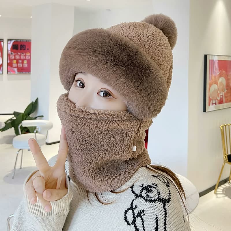 🔥【Compra 1 y llévate 1 gratis】Nuevo gorro y bufanda de lana de cordero para invierno, gruesos y cálidos, indispensables para exteriores y oficina.