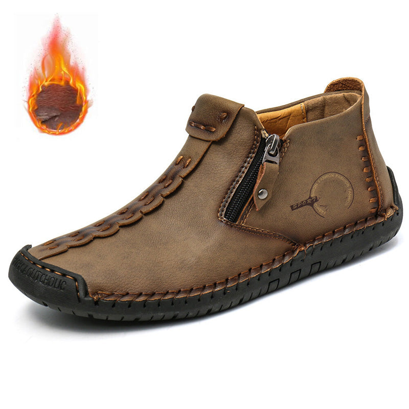 Árcsökkentés és kiárusítás!🥾Teljesen kézzel készített férfi Martens bőrcsizma (38-48 méret), plüss béléssel és cipzárral – meleg, kényelmes és elegáns, téli viseletre alkalmas.