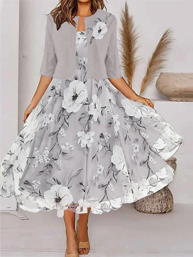 🔥💃【Proljetni novi dolazak】【S-3XL】Proljetna vila💚 Novi cvjetni set od dva dijela s haljinom i jaknom