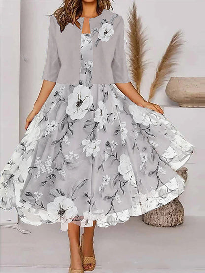 🔥💃【Proljetni novi dolazak】【S-3XL】Proljetna vila💚 Novi cvjetni set od dva dijela s haljinom i jaknom