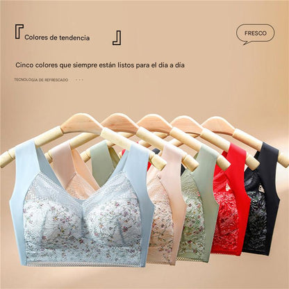 ✨Nueva promoción al 45%✨ 🎁Sujetador de seda helada sin costuras, talla grande, transpirable y ajustable 【40kg-100kg】