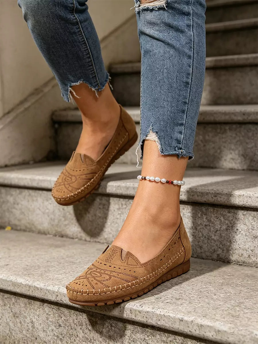 【36-43】Retro stil perforiranih ležernih balerinki｜Mekani potplat, svakodnevna udobnost｜Slip-on, plus veličine