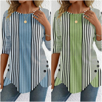 🔥【38% de descuento por tiempo limitado】【S-3XL】Nueva blusa estampada a rayas de primavera para mujer