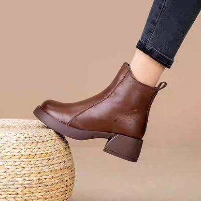 👢【35-40】2025 ❄️ Νέα Χειμερινά Γυναικεία Μποτάκια Μάρτιν , Μποτάκια από Δέρμα 🖤, Ζεστά Πουπουλένια Μποτάκια 🔥