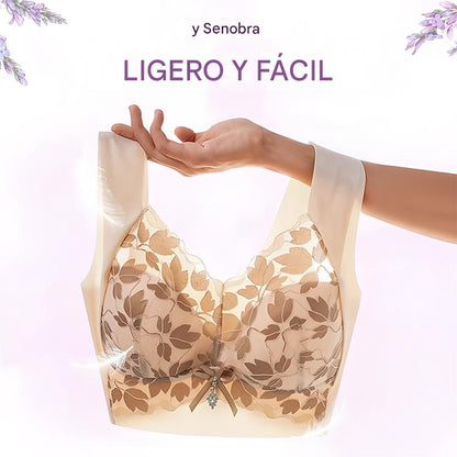 💌🌈【3 piezas】【M-4XL】Sostén de encaje de gran tamaño, sin aros, lujoso, hermoso y sexy en la parte trasera