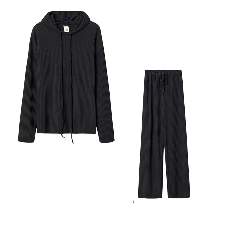 😍📢¡60% de descuento!📢 Cómodo conjunto de dos piezas de camiseta y pantalón de punto con escote elástico
