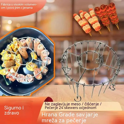 🍖🍗 Rešetka od nehrđajućeg čelika 304 s 24 ražnjića, za fritezu na vrući zrak – besplatna dostava – plaćanje pouzećem