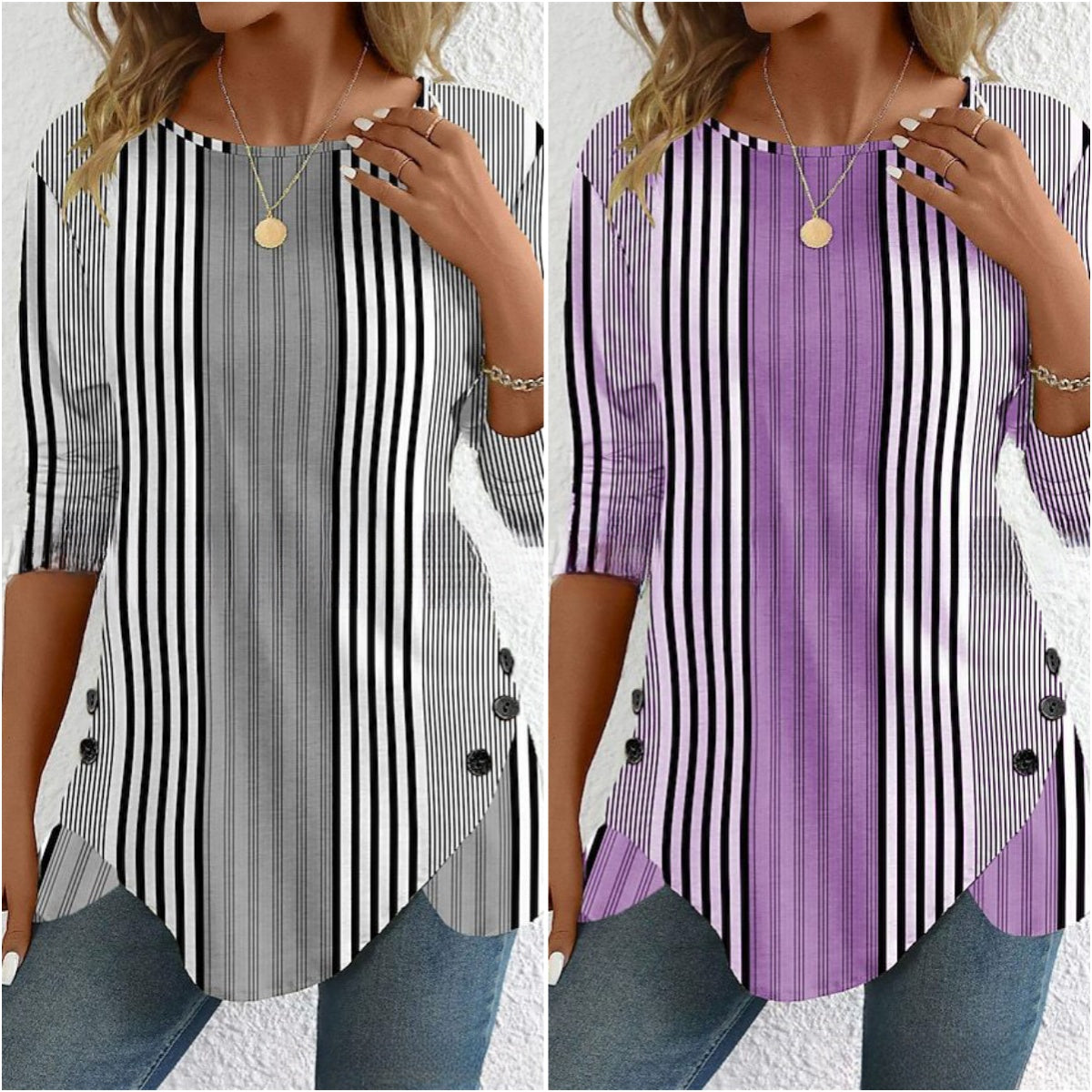 🔥【38% de descuento por tiempo limitado】【S-3XL】Nueva blusa estampada a rayas de primavera para mujer