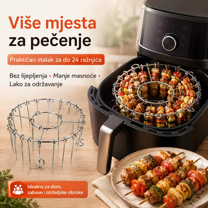 🍖🍗 Rešetka od nehrđajućeg čelika 304 s 24 ražnjića, za fritezu na vrući zrak – besplatna dostava – plaćanje pouzećem
