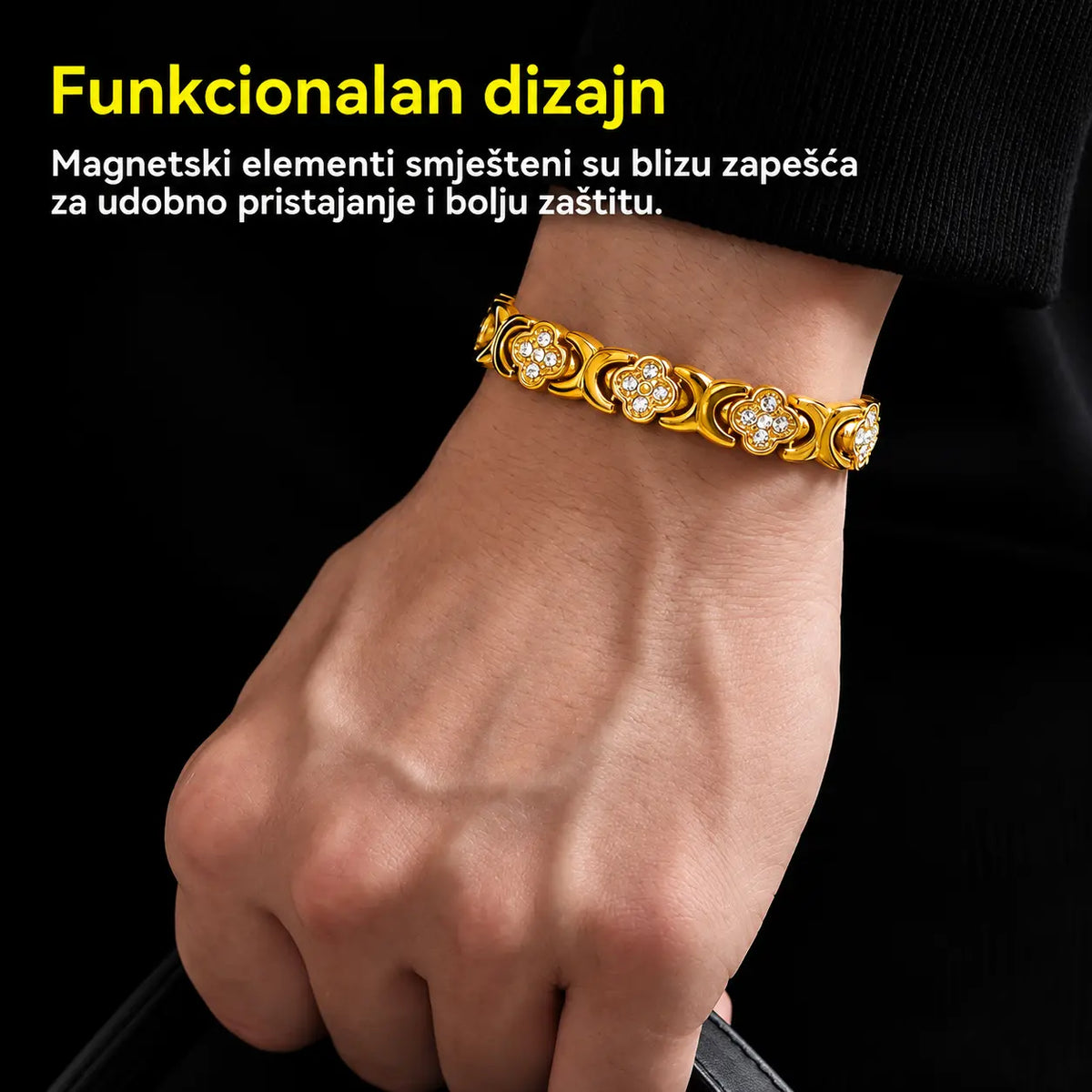 🌸✨【Kupi 1, dobi 1 gratis】🔥Magnetna narukvica s dijamantima i djetelinom