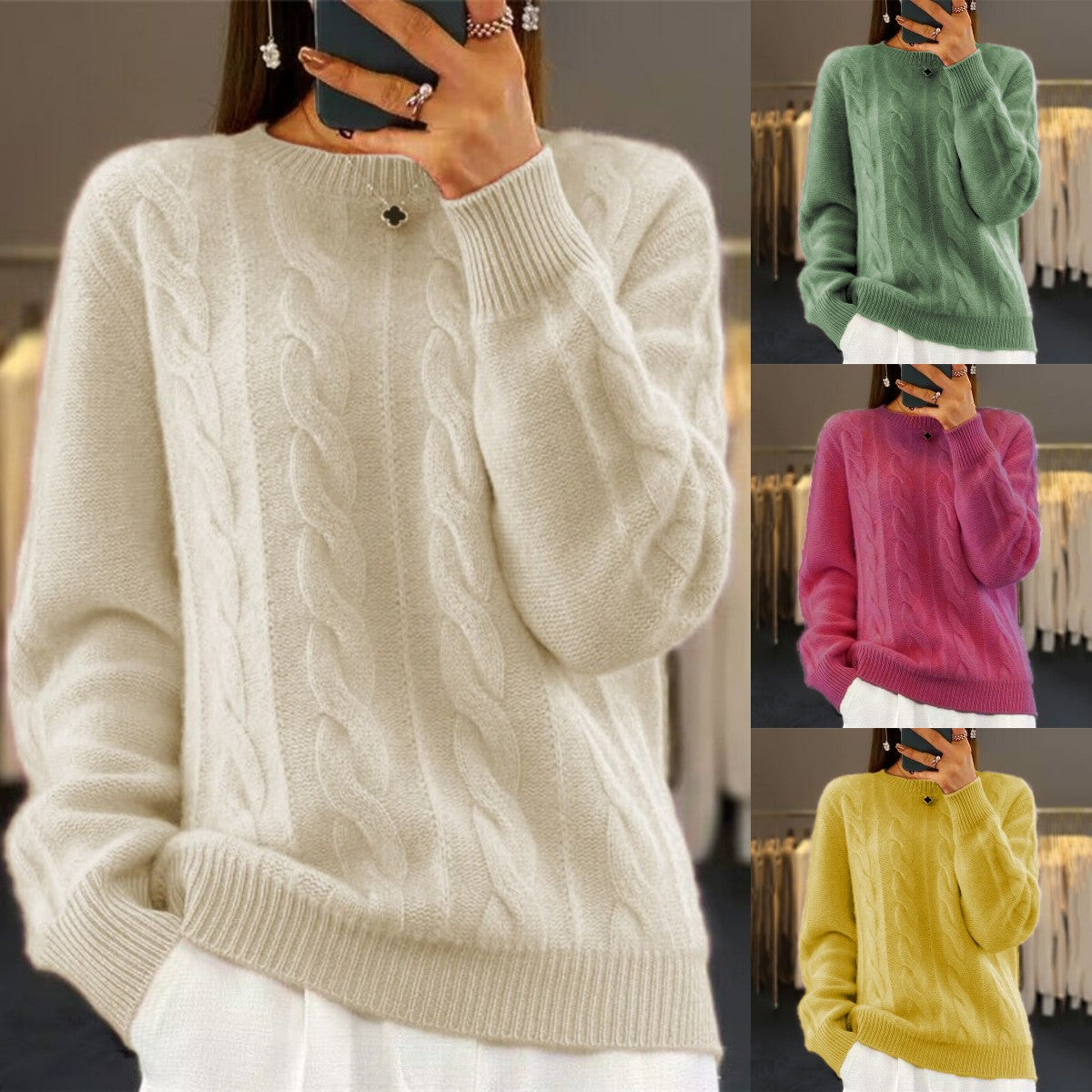 Ograničena ponuda, 41% popusta! 【S-3XL】🤩 Novi retro pleteni puloveri s okruglim izrezom za jesen i zimu, moderni puloveri, mogu se nositi kao osnovni sloj.3796484