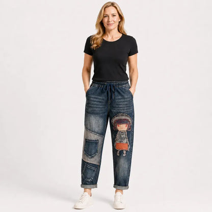 加绒：后面投 Ženske retro široke traperice s vezom i elastičnim strukom – jedinstveni stil harem traperica (veličine S-5XL, 2 boje) 👖✨🍂