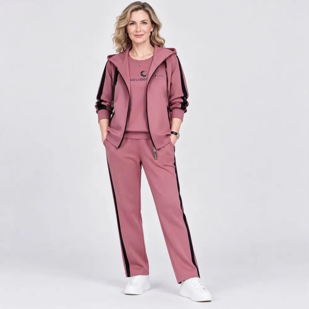 🎀💃【M-4XL】Ženski sportski komplet od 3 dijela, kvalitetna jakna s kapuljačom i patentnim zatvaračem, majica kratkih rukava i duge hlače