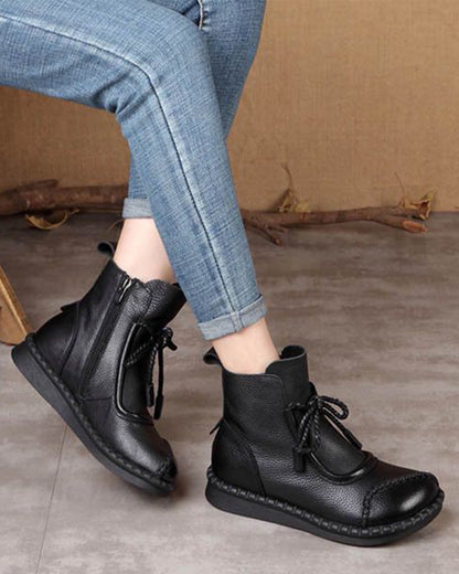 👢🔥【Tallas 35-40】40% de descuento - 👍 Nuevas botas estilo retro de cuero suave para principios de otoño 2025, transpirables y cómodas