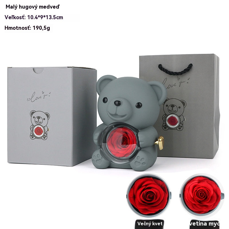 ✨Preslatki medvjedić s očuvanom ružom - Medvjedić ukrašen pravom ružom, u prekrasnoj poklon kutiji - Romantičan poklon za Majčin dan, vjenčanja, godišnjice, djevojačke večeri, Božić i Valentinovo.