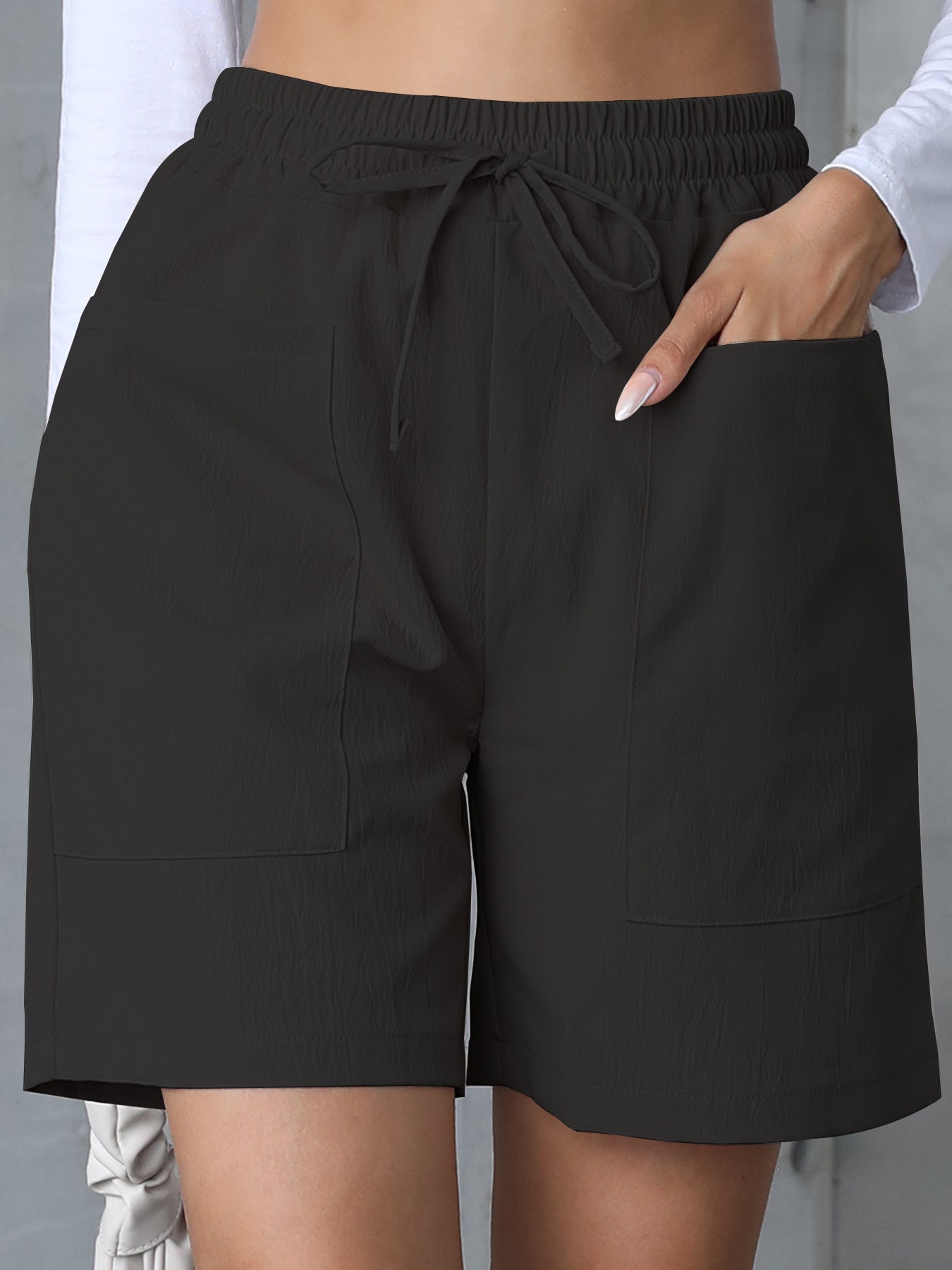 ❤️【45kg-95kg】Nove ljetne jednobojne široke lanene ležerne kratke hlače – veliki brojevi, visoki struk【S-2XL】