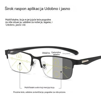 👓Nove naočale za čitanje bez okvira za osobe srednje i starije dobi, s mogućnostima zumiranja, multifokalnim, fotokromatskim i blokiranjem plavog svjetla.