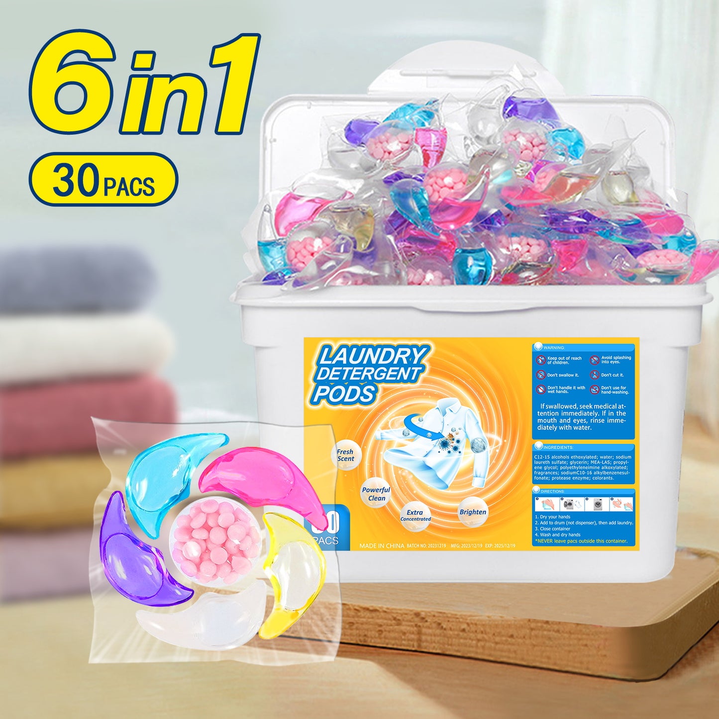 ✨👚【100 komada】【35% popusta】✨ Iznimno velika 6 u 1 mirisna kuglica za pranje rublja, za uklanjanje mrlja, ostavljanje mirisa, zaglađivanje i uklanjanje grinja i bakterija-3778680