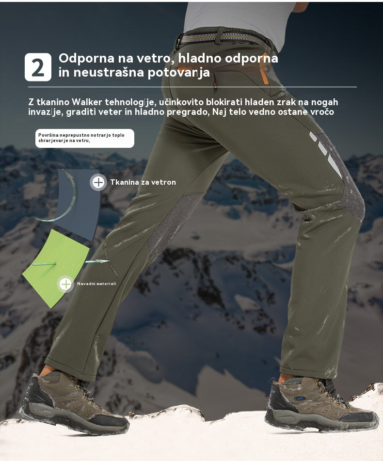 🔥【M~4XL】Moške tople, vetrno odporne in vodoodporne pohodniške hlače – odporne na praske, visoko raztegljive