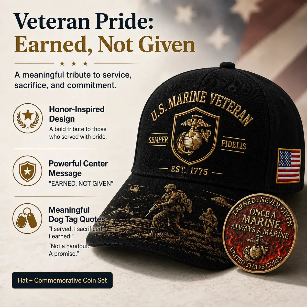 🤠🧢Kapa vječne vjernosti marinaca - klasična američka retro vezena bejzbolska kapa